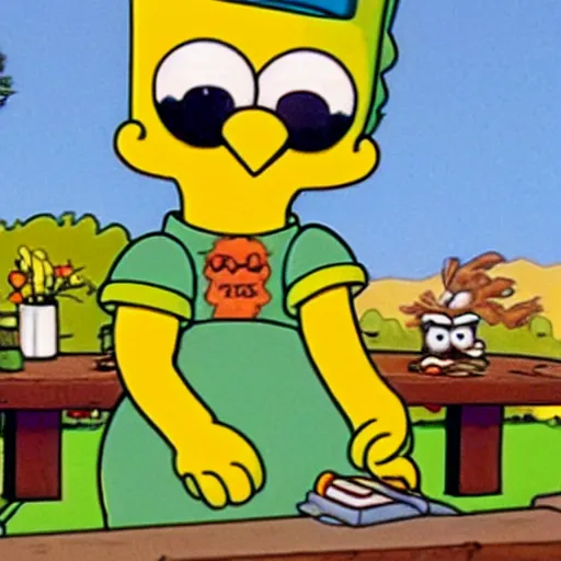 Image similar to woodsy the owl, seen in the simpsons