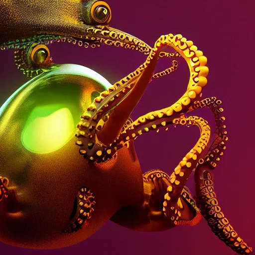 Prompt: robotic octopus, octane render, 4K, realistic reflection