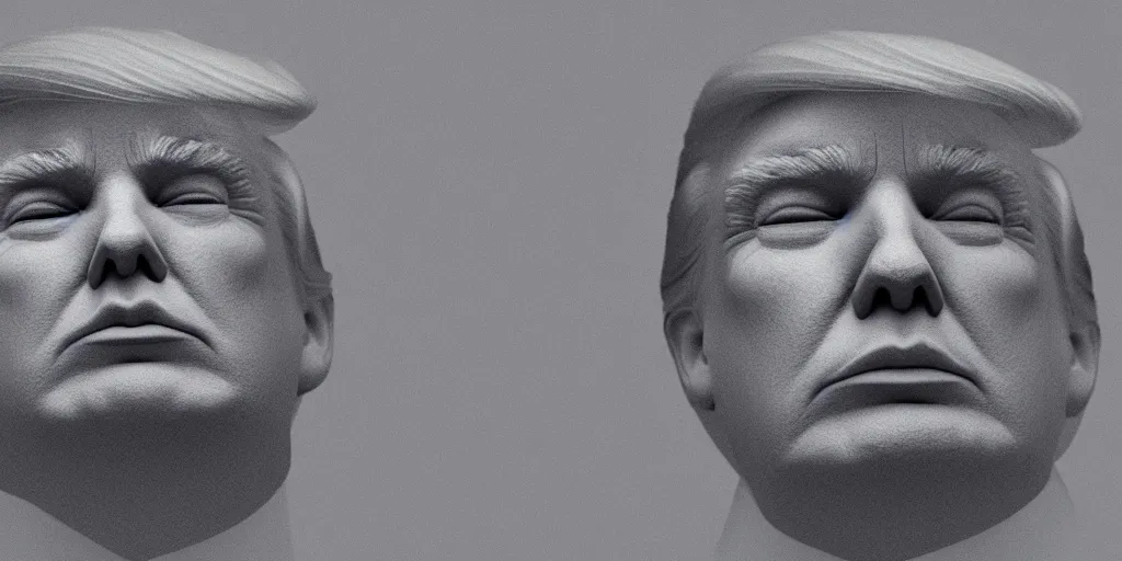 Image similar to donald trump dissected on to white cardboard, octane render