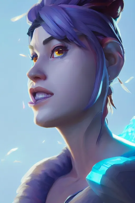 Image similar to epic lady portrait stylized as fornite style game design fanart by concept artist gervasio canda, behance hd by jesper ejsing, by rhads, makoto shinkai and lois van baarle, ilya kuvshinov, rossdraws radiating a glowing aura global illumination ray tracing hdr render in unreal engine 5