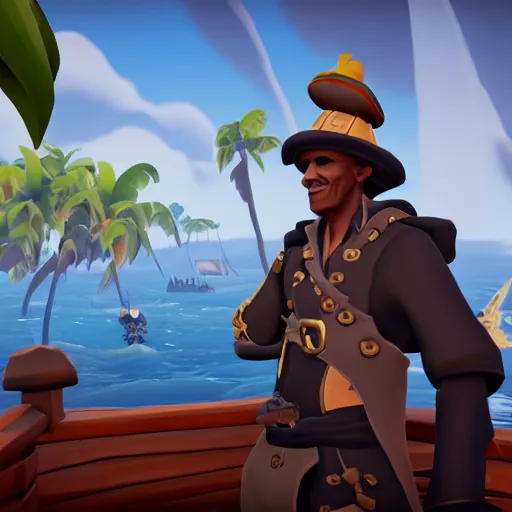 Prompt: sea of thieves screen shot of barack obama