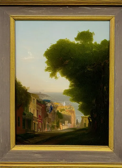 Prompt: a thomas cole painting of a street in san francisco