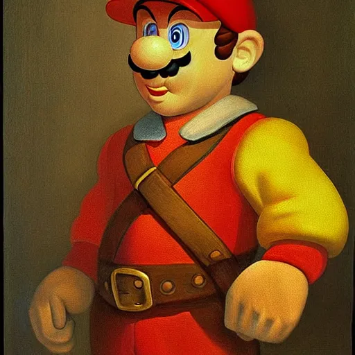 Image similar to a portrait of super mario painting by da vinci