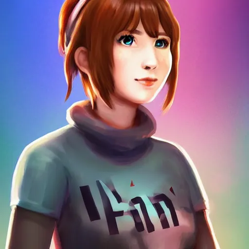 Image similar to a digital painting of Max Caulfield as a League of Legends champion. Art for the champion skin