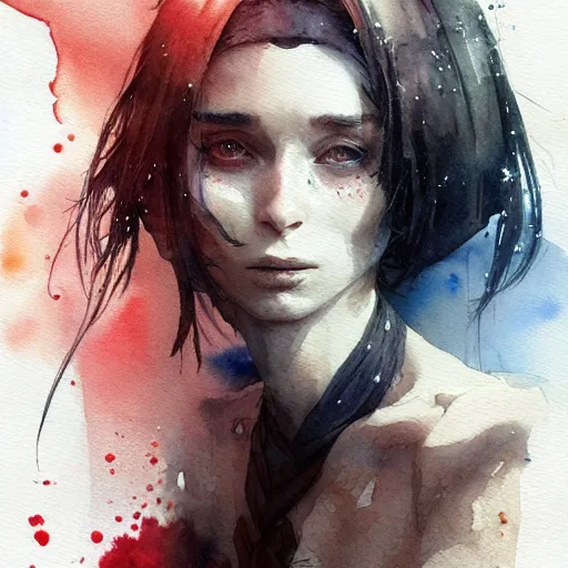 Prompt: anime rooney mara, intricate watercolor painting by greg rutkowski, trending on artstation