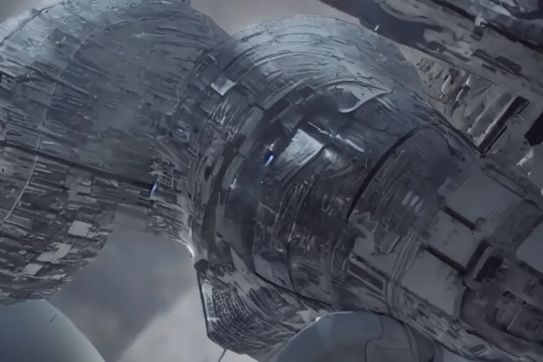 Image similar to vfx movie clean futuristic sci - fi action scene closeup spacex jedi by emmanuel lubezki