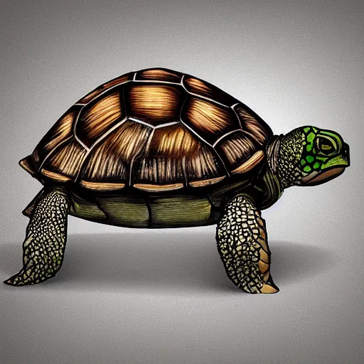 Image similar to arabic person shapeshifting into a turtle, photorealistic, digital art