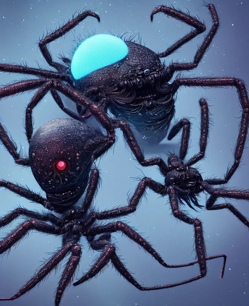 Image similar to goddess close-up portrait, giant spider queen, view from below looking up, spiders eyes view, bioluminiscent, intricate artwork by Tooth Wu and wlop and beeple. octane render, trending on artstation, greg rutkowski very coherent symmetrical artwork. cinematic, hyper realism, high detail, octane render, 8k