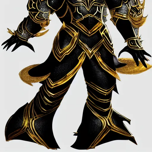 Prompt: dragon warrior black and gold armor, concept art, honorable