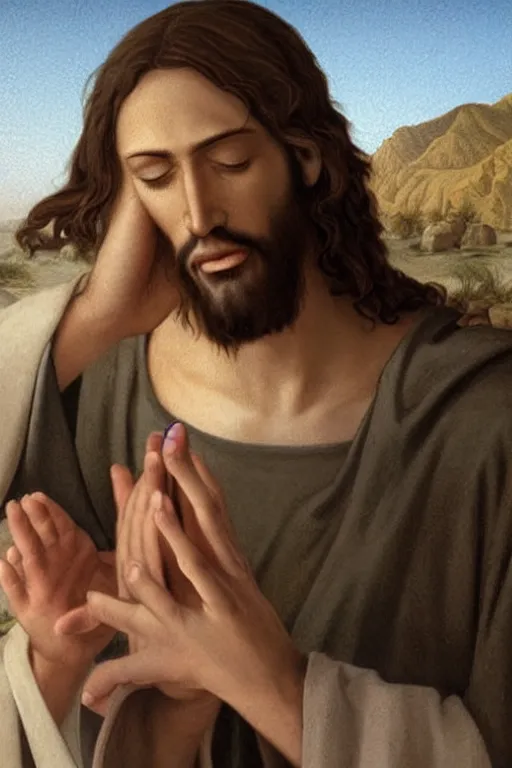 Image similar to jesus doing a facepalm, photorealistic cinematic award winning photo masterpiece