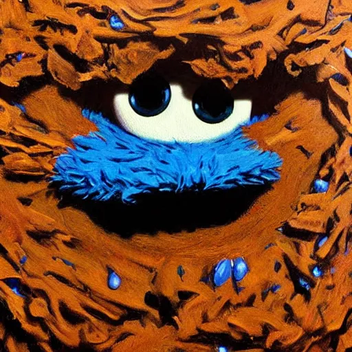 Prompt: Cookie Monster Oil Painting By Greg kutkowski, Detailed, Realism