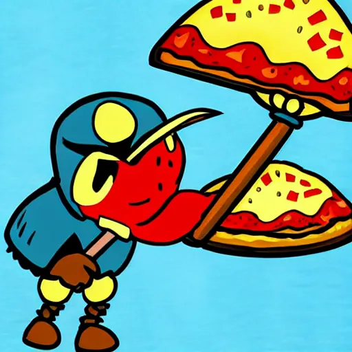 Prompt: shovel knight!!!!!! at his birthday party with pepperoni!! pizza by alessandro allori