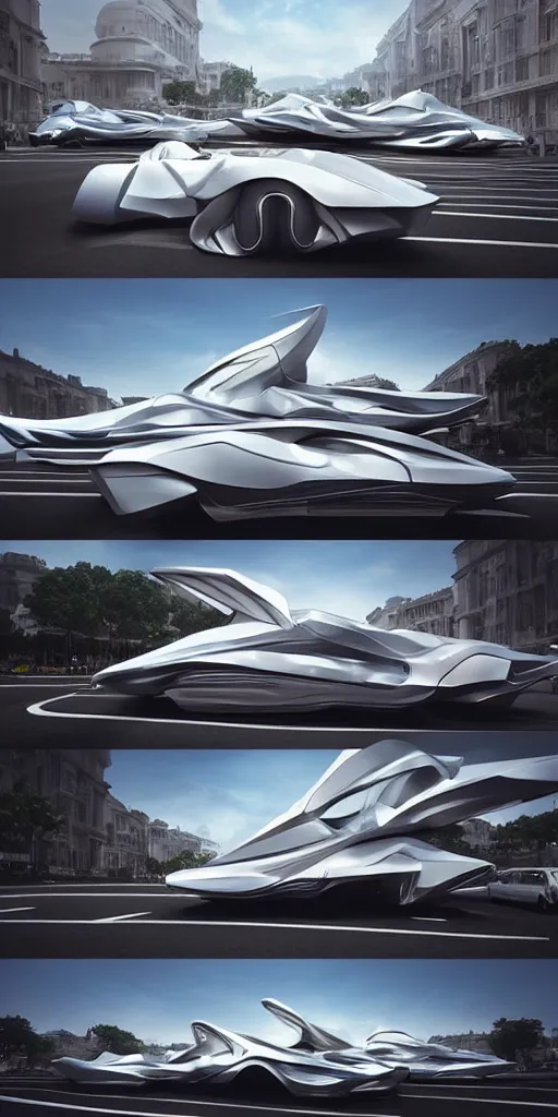 Image similar to sci-fi 3d zaha hadid architects car and wall structure car, in the coronation of napoleon painting, and digital billboard in the middle. octane render pinterest, keyshot product render, water reflections gloss shiny in luquid