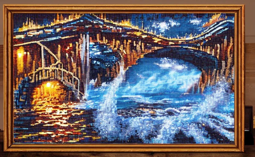 Prompt: pixel art oil painting made of steel