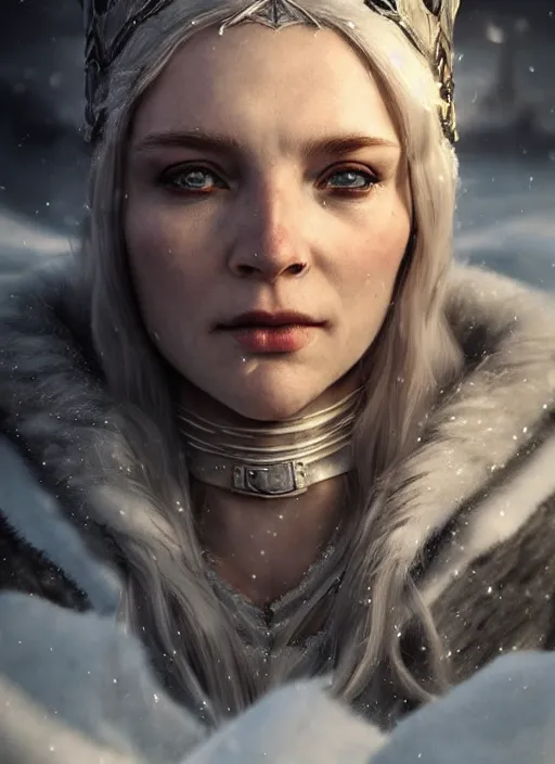 Prompt: portrait, ice viking queen, dramatic lighting, cinematic, establishing shot, extremly high detail, foto realistic, cinematic lighting, post processed, concept art, artstation, matte painting, style by eddie mendoza, raphael lacoste, alex ross