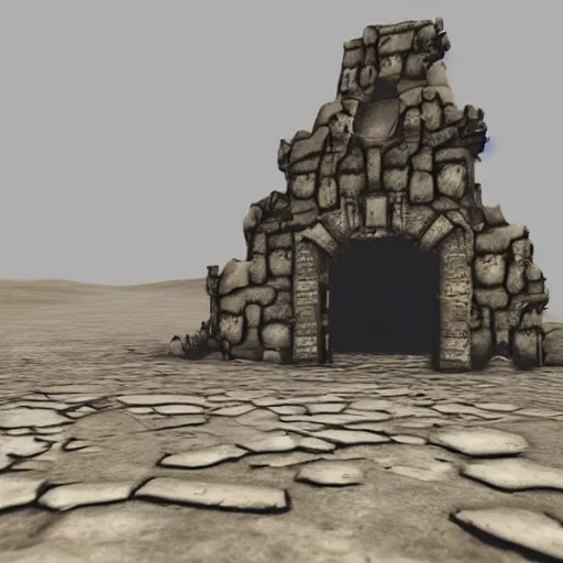 Prompt: ruined dungeon entrance on the moon