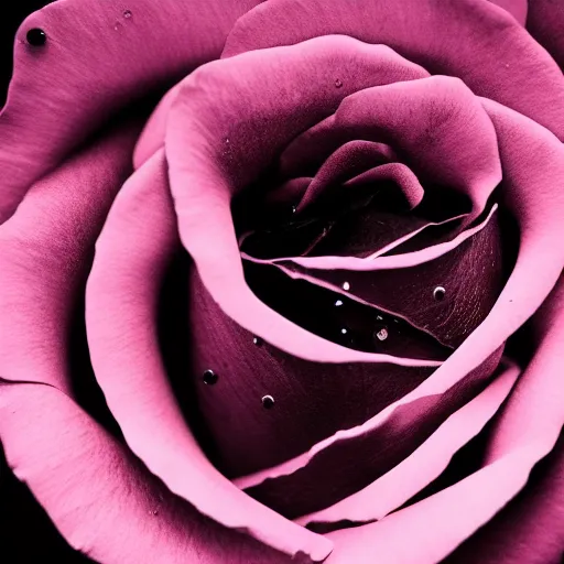 Image similar to award - winning macro of a beautiful black rose made of glowing molten magma