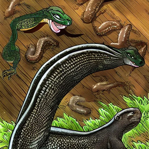 Image similar to boa constrictor and Komodo dragon mutant animal