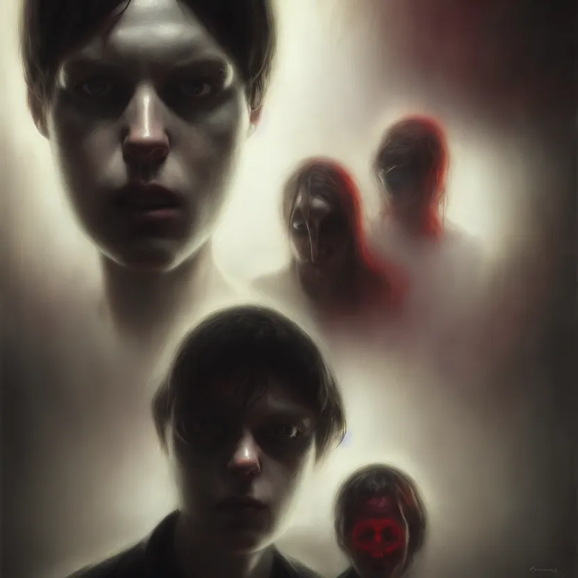 Image similar to the Paranoids are arriving, by Casey Baugh, Steve Caldwell, Gottfried Helnwein, and Artgerm, sharp focus, 8k resolution, masterpiece work, digital render.