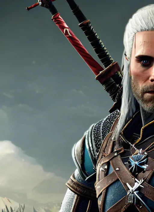 Image similar to Jared Leto in The Witcher 3, gameplay, 8k, HD