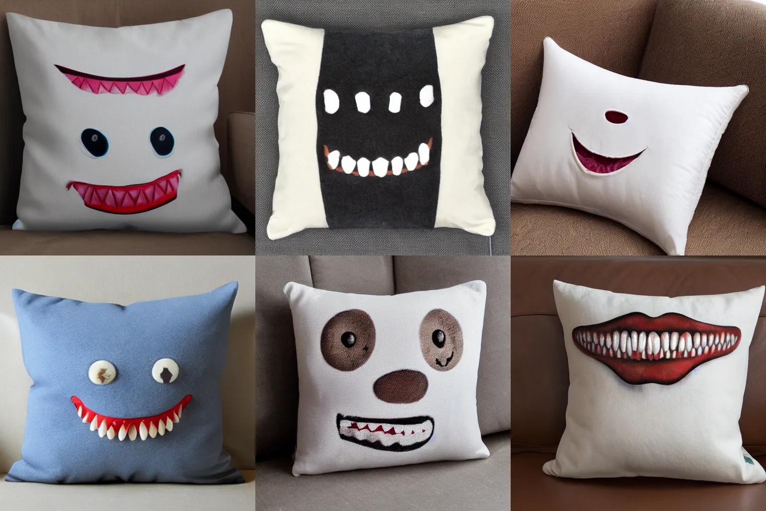 Prompt: pillow with teeth