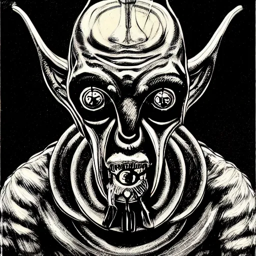 Prompt: graphic illustration, creative design, baphomet, biopunk, francis bacon, highly detailed, hunter s thompson, concept art