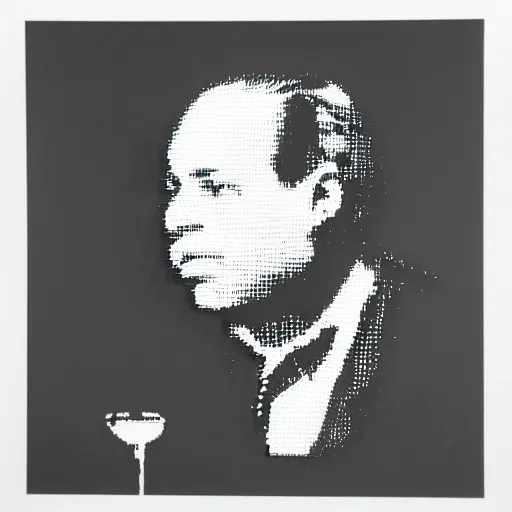 Image similar to individual john von neumann silk screen banksy style