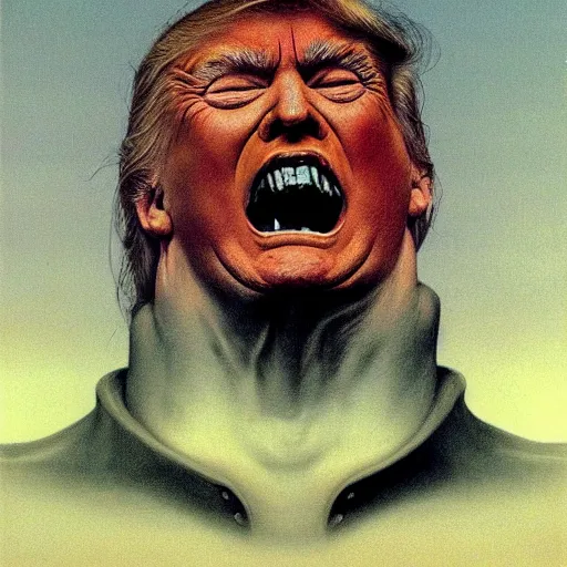 Prompt: Donald Trump. Enraged. Zdzisław Beksiński