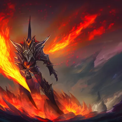 Image similar to fiery sky, league of legend style