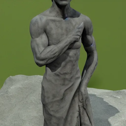 Image similar to Stone statue of an Among Us character, photorealistic