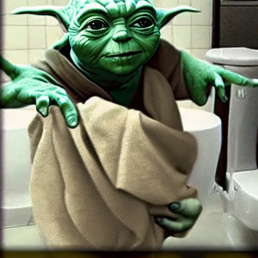 Image similar to yoda on the toilet