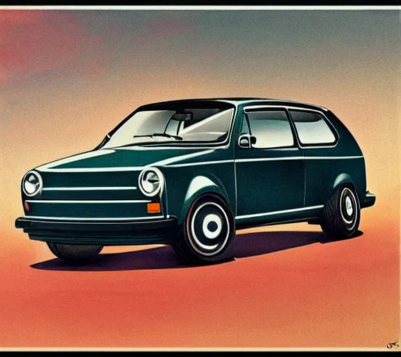 Image similar to 1 9 7 5 volkswagen gti in the style of utamaro