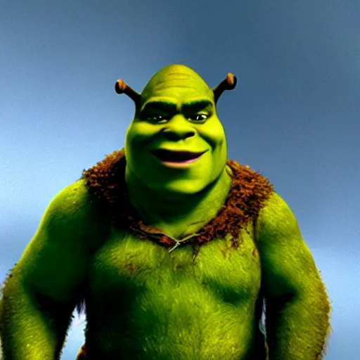 Image similar to Film still of Shrek from a horror movie