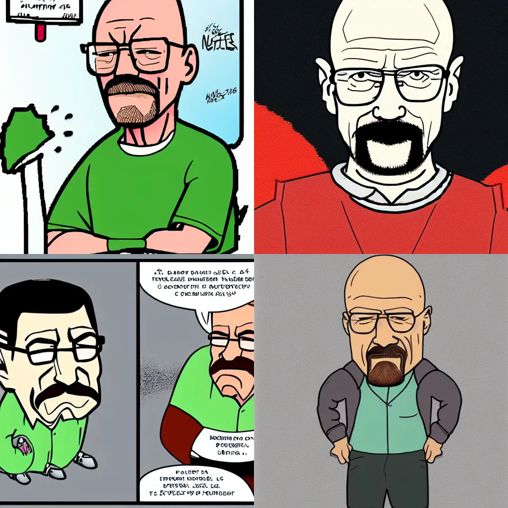 Prompt: Walter White in the style of The Nutshack, cartoon