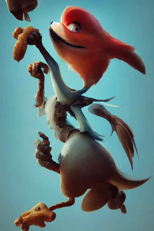 Image similar to a cartoony bird, in the style of Rayman origins, michael ancel, Ruan Jia and Mandy Jurgens and Greg Rutkowski, trending on Artstation, award winning, unreal engine, octane render W 1024