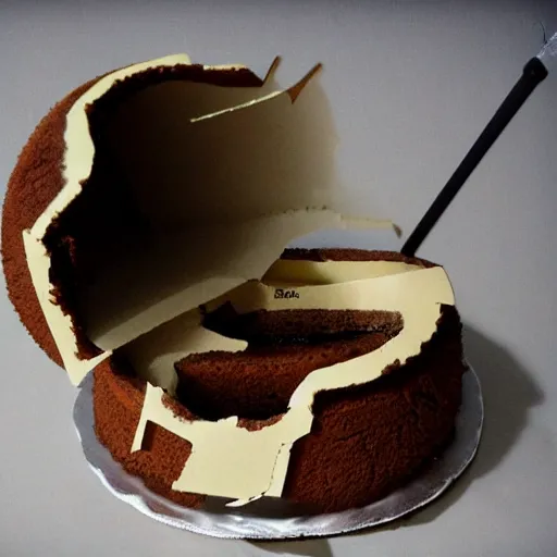 Image similar to a grenade cut in half, it's actually a cake inside