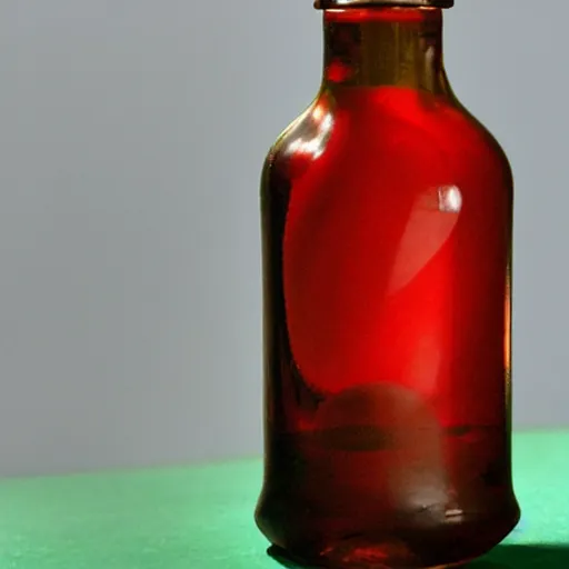 Prompt: cherry in a bottle