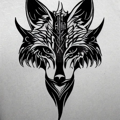 Prompt: demon fox tatoo