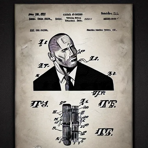 Prompt: dwayne johnson as a us patent drawing