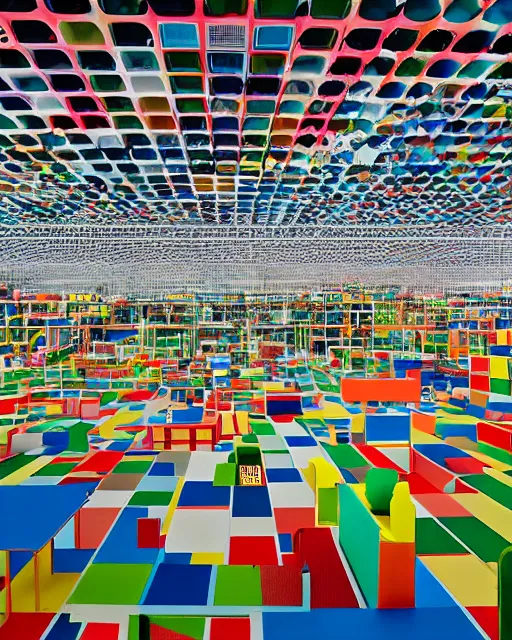 Image similar to a most wondrous, stimulating geometric children's play park, Utrecht, by Andreas Gursky, architectural photography for Architecture Magazine