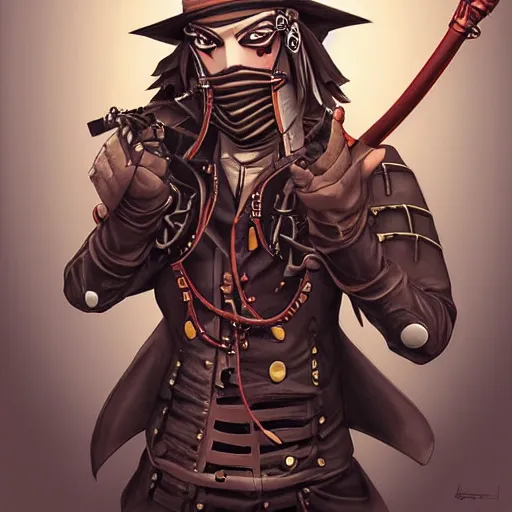 Prompt: Steampunk robot ninja pirate vampire, by Artgerm