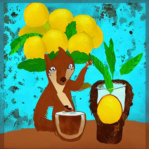 Prompt: “🐿🖲🍸🍋, digital art”