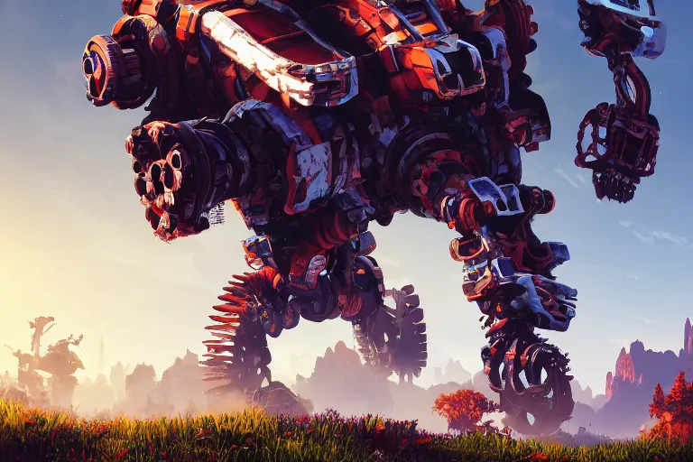 Image similar to grazer machine mecanical creature robot of horizon forbidden west horizon zero dawn bioluminiscence global illumination ray tracing hdr fanart arstation by ian pesty and alena aenami artworks in 4 k