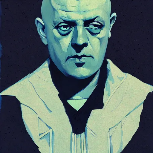 Image similar to Aleister Crowley picture by Sachin Teng, asymmetrical, dark vibes, Realistic Painting , Organic painting, Matte Painting, geometric, magical, Occult, Raphael Hopper, Rene Magritte, shapes, hard edges, graffiti, street art:2 by Sachin Teng:4