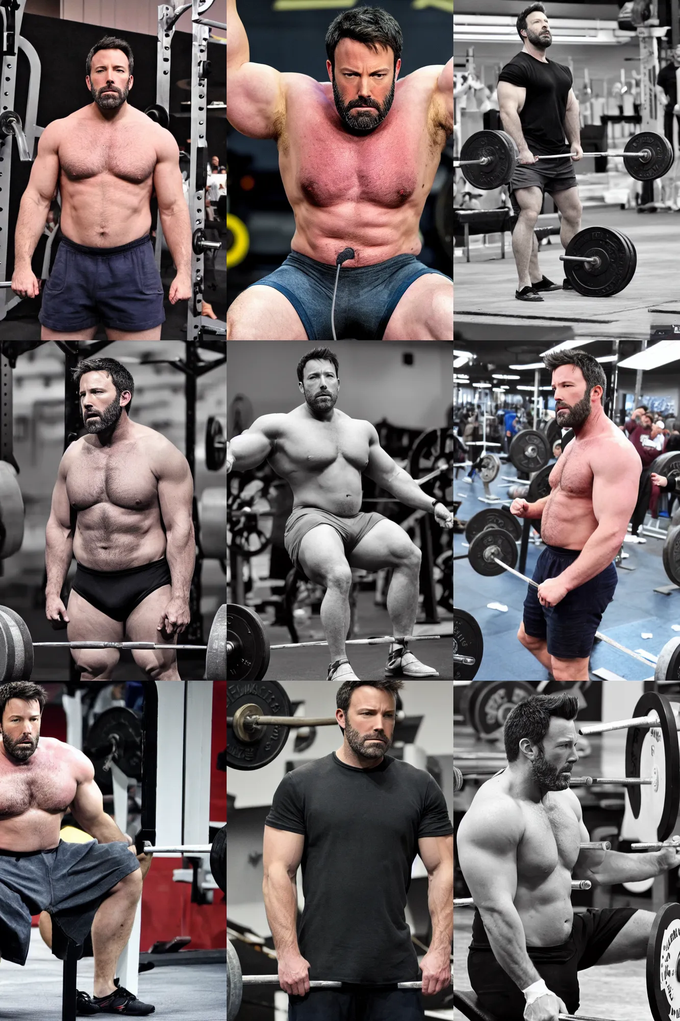 Prompt: ben affleck as a powerlifter, masculine, realistic, 4 k hd