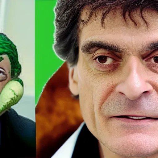 Image similar to dr mehmet oz as frankenstein, farming vegetables