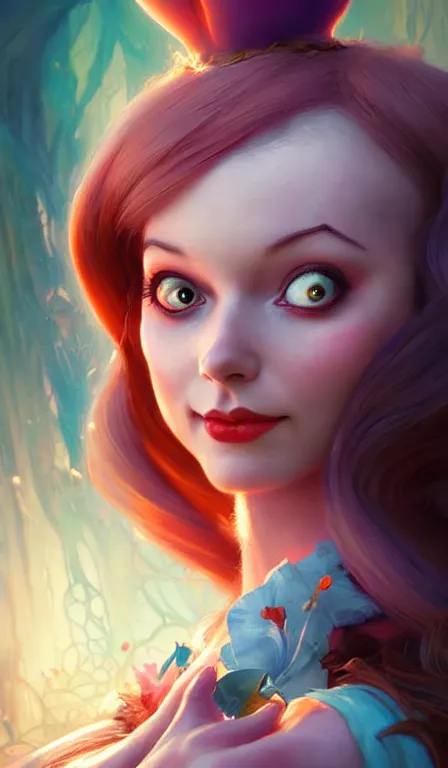 Image similar to illustration of alice from alice in wonder land, portrait, sharp focus, digital art, concept art, dynamic lighting, by anna dittmann 0. 7 5, mark arian 0. 2 5, marc davis 0. 5 5, and sandra chevrier 0. 7 5