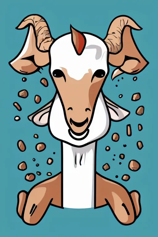 Image similar to Drug addict goat, sticker, andromorphic, colorful, illustration, highly detailed, simple, smooth and clean vector curves, no jagged lines, vector art, smooth