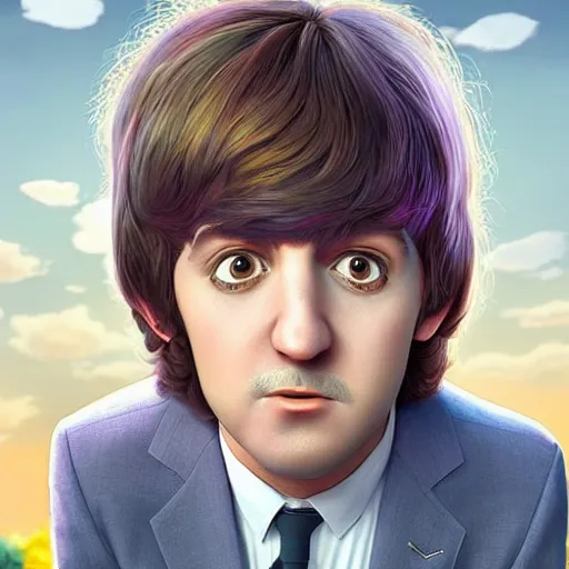 Image similar to a portrait of the beatlesn as pixar characters, beautiful, elegant, extremely detailed digital art, trending on artstation hyper realistic matte painting, by wlop, artgerm