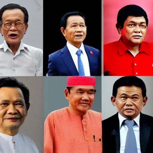 Image similar to indonesia iconic politician, perfect faces